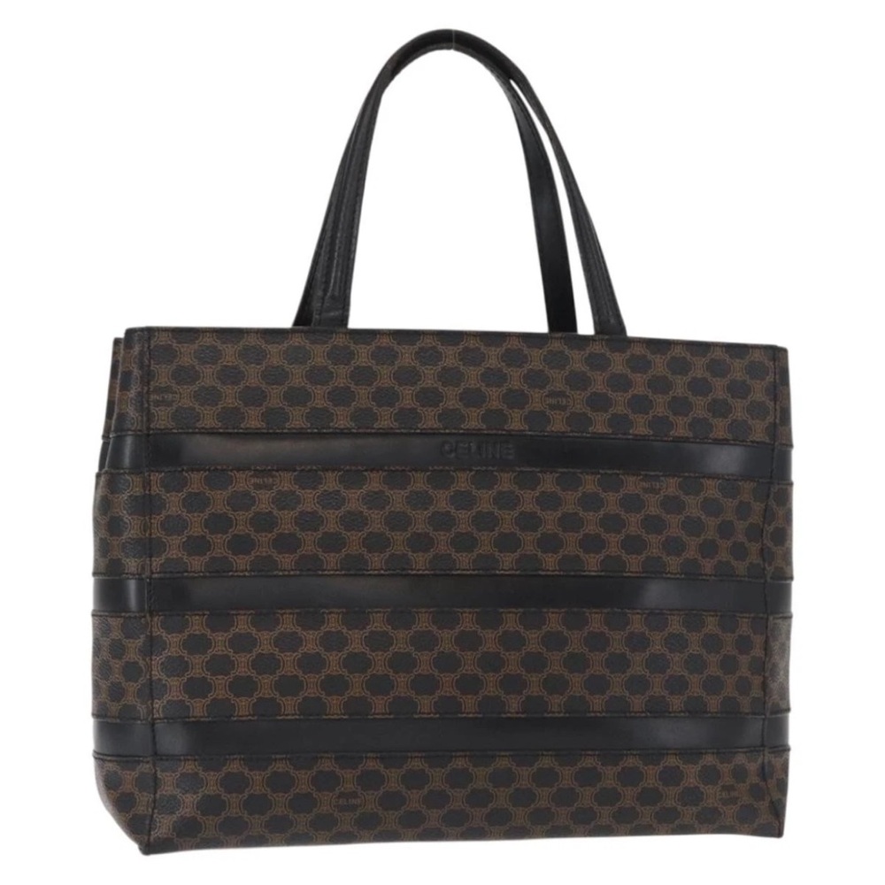 CELINE Vintage Black Macadam Monogram Small Tote Bag